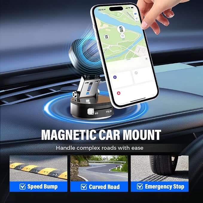 360° Adjustable Vacuum Magnetic Phone Holder, Foldable Magnetic Car Phone Holder - Image 4