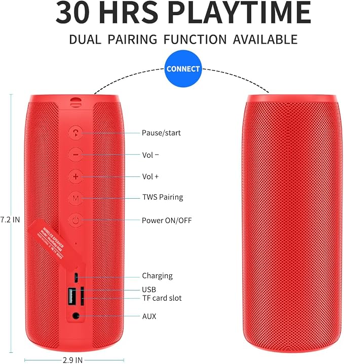 Bluetooth Speaker, MusiBaby M88 Speakers, Dual Pairing, Loud Stereo Sound - Image 5