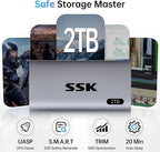 SSK 2TB SSD External Hard Drive, Portable SSD Up to 550MB/s Fast Solid State - Image 4