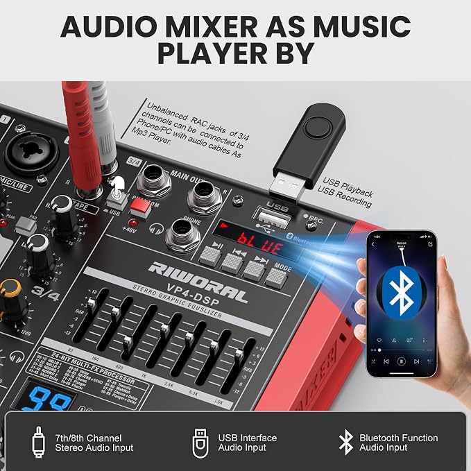 4 Channel Audio Interface DJ Mixer - Image 3