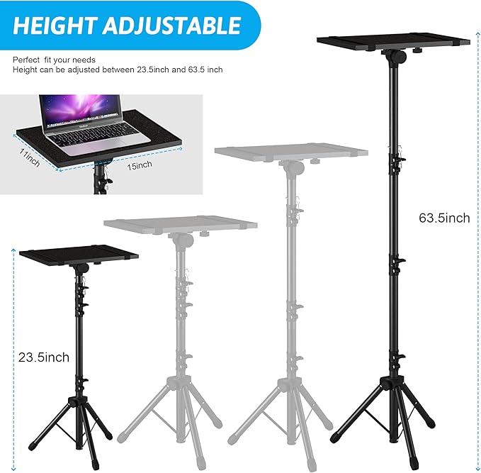 Projector Stand Tripod, Laptop Tripod Stand Adjustable Height from 23.5 to 63.5 - Image 4