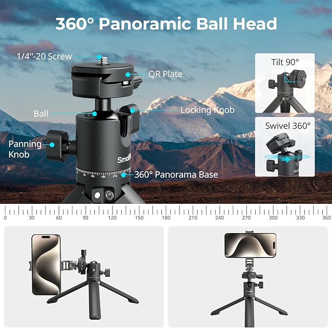 SmallRig Portable Mini Desktop Tripod, Aluminum Alloy Compact Small Tabletop - Image 3