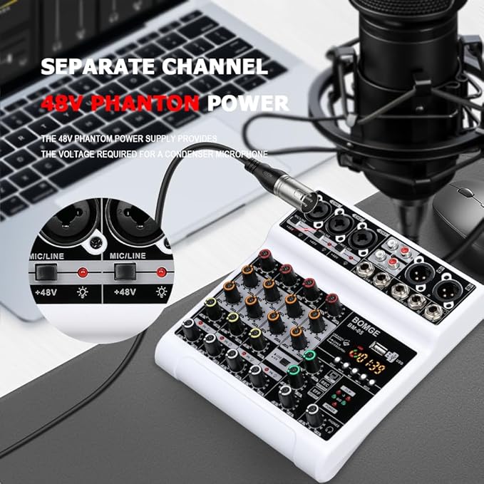 BOMGE Audio Mixer, Sound Board Mixing Console - Image 3