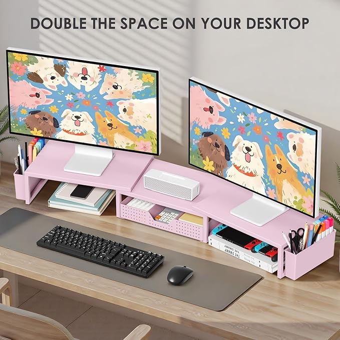 OPNICE Desk Organizers and Accessories, Dual Monitor Stand Riser - Image 4