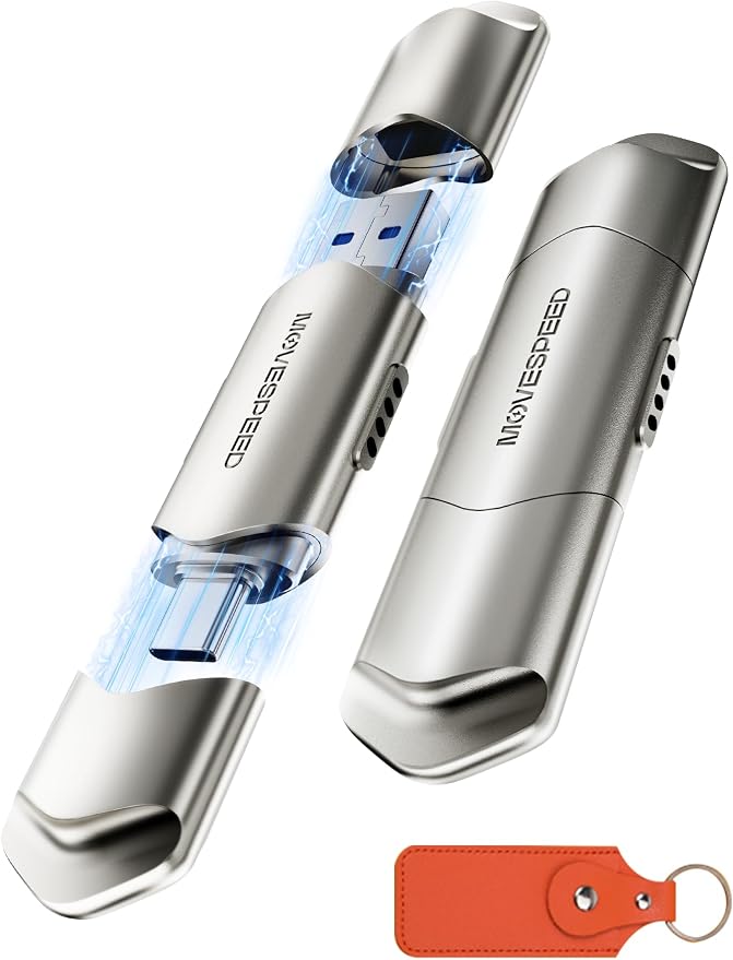 MOVE SPEED USB Drive 2TB External SSD 1000MB/s USB 3.2 Gen2+USB C Dual Ports by MOVESPEED
