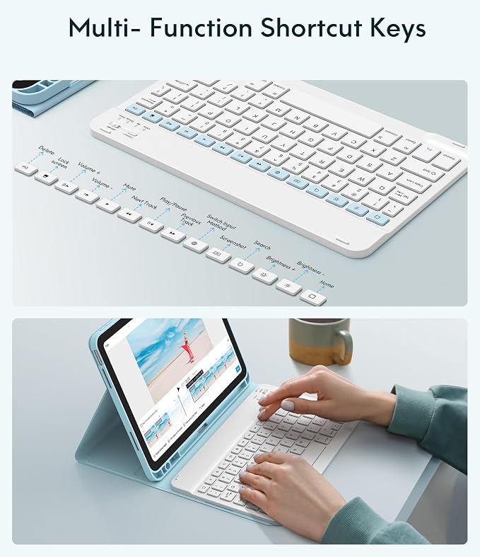 CHESONA Keyboard Case for iPad 11th/10th Generation, Detachable Wireless - Image 5