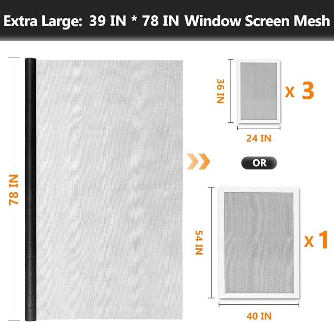 Window Screen Door Repair Kit, Durable Fiberglass Mesh Roll - Image 2