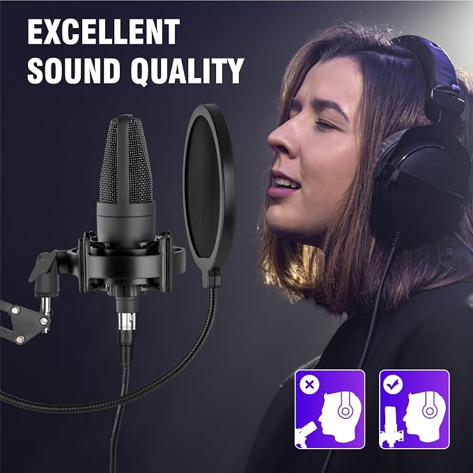 Condenser Microphone XLR Professional Studio Recording Microphone Kit - Image 6