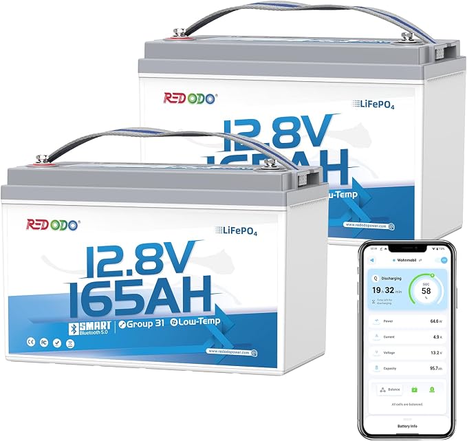 Redodo Group 31 Bluetooth LiFePO4 Battery 12V 165Ah, 2112Wh Max. Energy by PrimeDayRedodoSaveup55