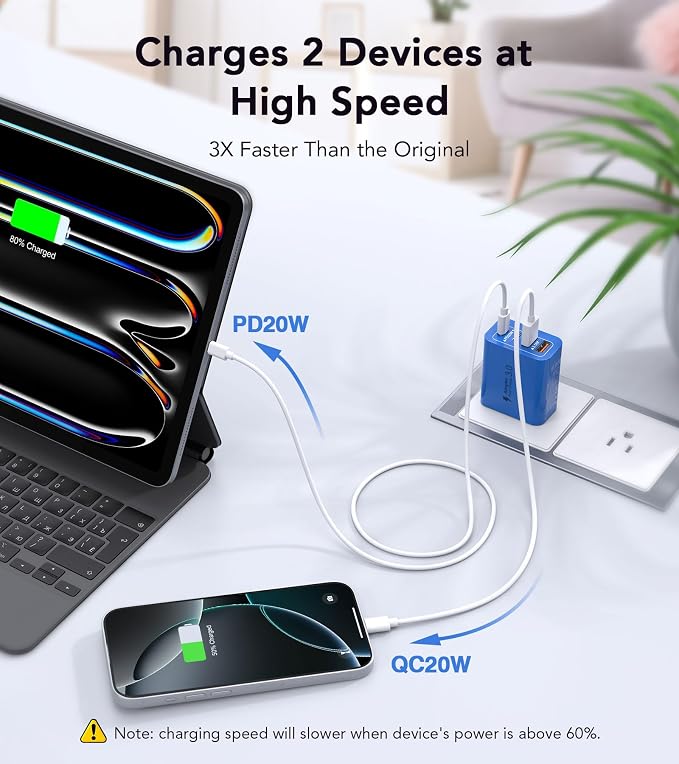 40W USB C Super Fast Charger Cube, 2 Pack PD + QC Charging Block Power Adapter - Image 3