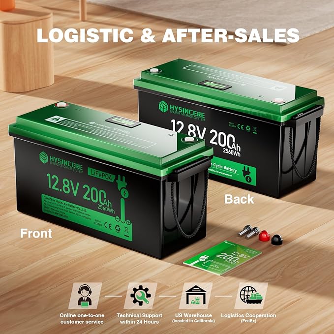 12V 200Ah LiFePO4 Lithium Battery Built-in 200A BMS, Max.2560Wh Energy - Image 8