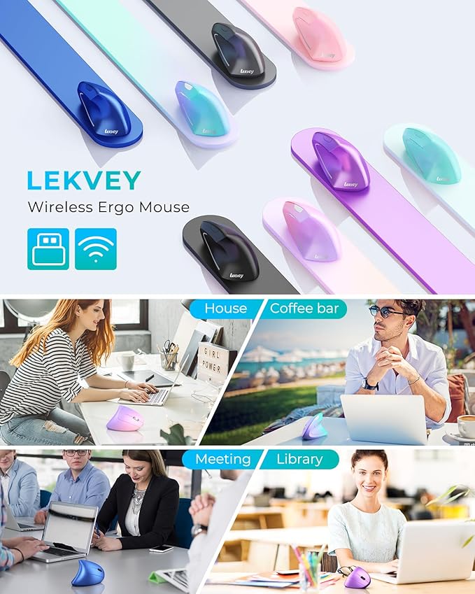 Lekvey Ergonomic Mouse, Vertical Wireless Mouse, Rechargeable 2.4G Optical - Image 7