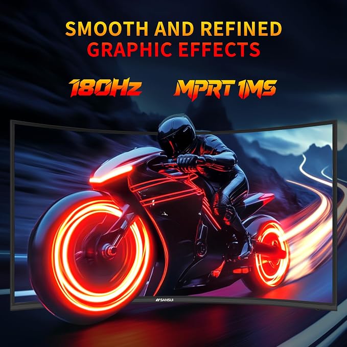 SANSUI 27 Inch WQHD 2560X1440 Curved Gaming Monitor, 180Hz MPRT 1ms Computer - Image 4