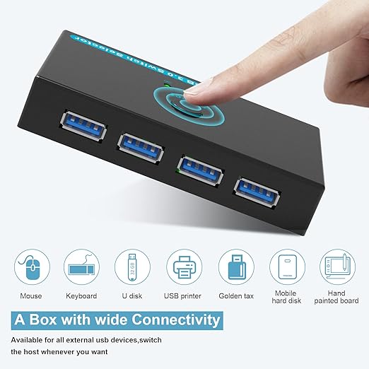 SGEYR USB 3.0 Switch USB Switcher 2 Computers Sharing 4 USB Devices USB Metal - Image 3