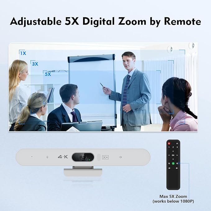 TOALLIN 4K Webcam with Microphone and Speaker, All-in-One Video Conferencing - Image 6