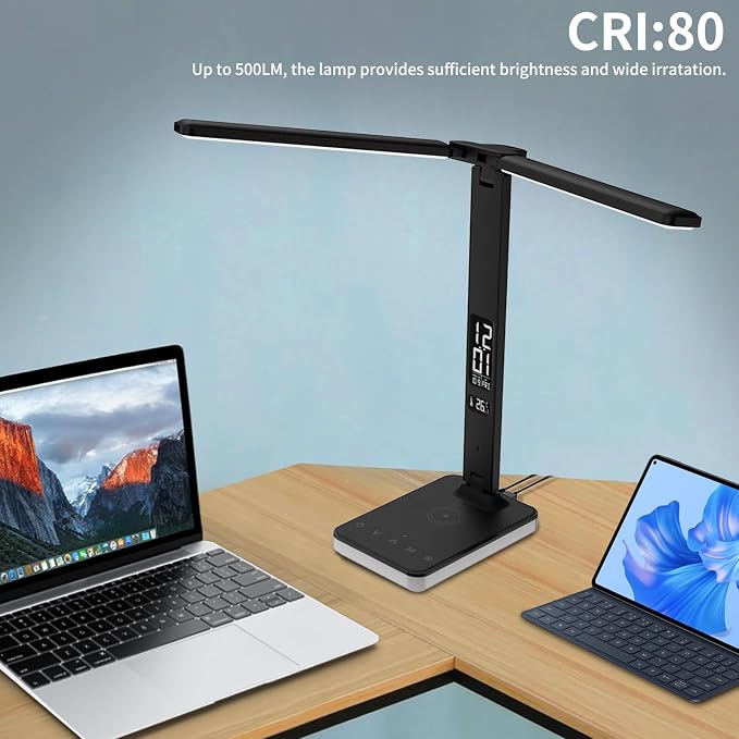 LED Desk Lamp with Charger, USB Charging Port, Dual Swing Arm Desk Light with 5 - Image 8