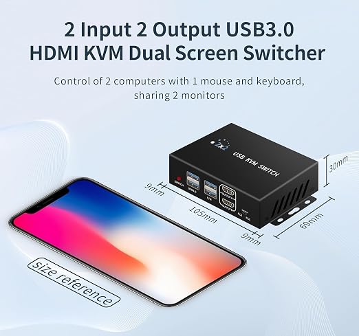 Dual Monitor Kvm Switch 2 Monitors 2 Computers HDMI 4k@60HZ, USB3.0. kvm - Image 6