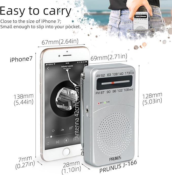 PRUNUS J-166 Portable Radio AM FM, Battery Operated Radio - Image 5