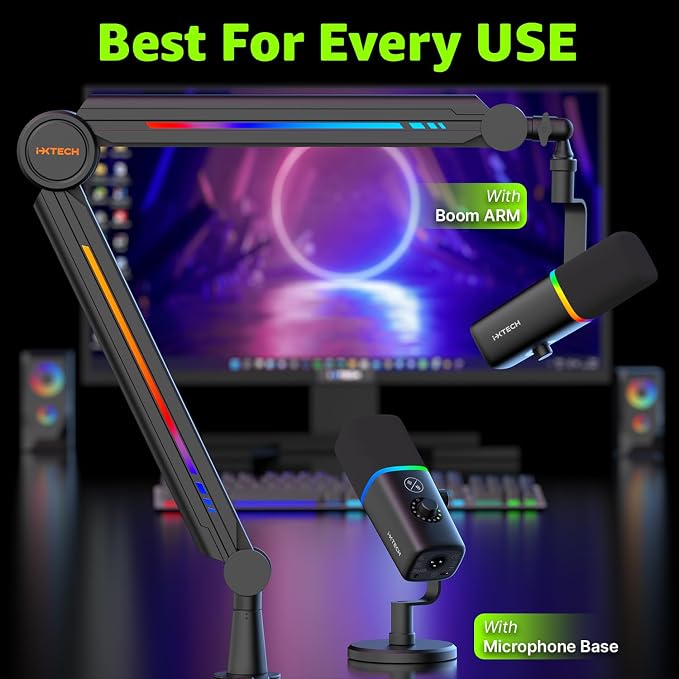 IXTECH Gaming USB Microphone for PC, Noise Cancellation Condenser Mic for - Image 2