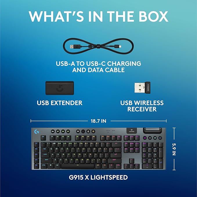 Logitech G915 X Lightspeed Wireless Mechanical Gaming Keyboard, Double-Shot PBT - Image 9