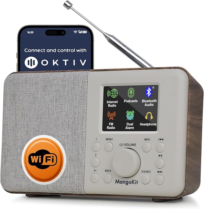SR10 Bluetooth 5.3, Podcast Player, Portable FM Radio, Mains or AA Battery by MangoKit