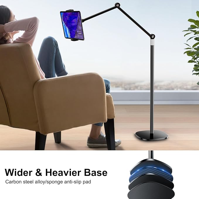 OATSBASF Tablet Floor Stand, Overhead Bed Phone Mount, Height & 360 Degree - Image 2