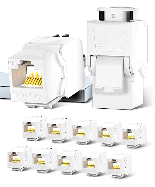 AMPCOM CAT6A UTP RJ45 Keystone Jack 50u Gold Plating Reusable Ethernet Wall Jack by AMPCOM