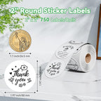 2'' White Round Thermal Labels, Name/Price Tag, QR Code, 750 Labels/Roll - Image 2