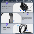MKJ USB Headset with Noise Canceling Microphone, Crystal Clear Sound Office - Image 7