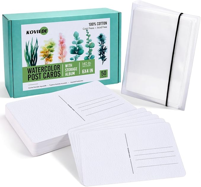 KOVIEDE 50 Sheets 4x6 Watercolor Postcards by KOVIEDE