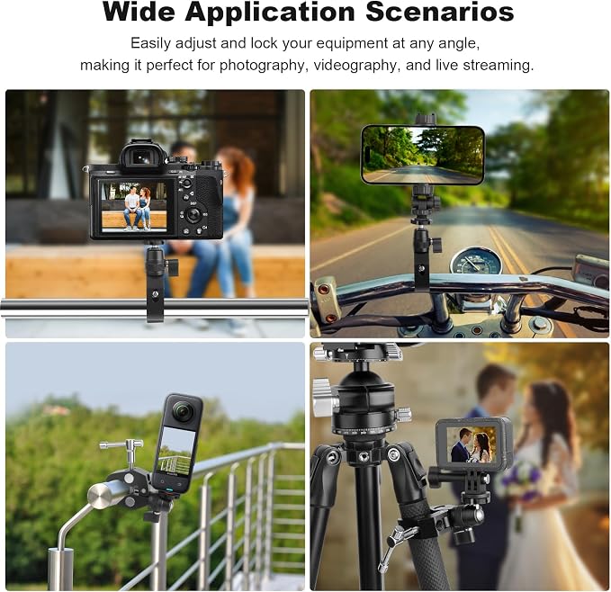 Super Clamp Camera Mount with 360° Mini Ball Head, Aluminum Desk Tube Crab Clamp - Image 7