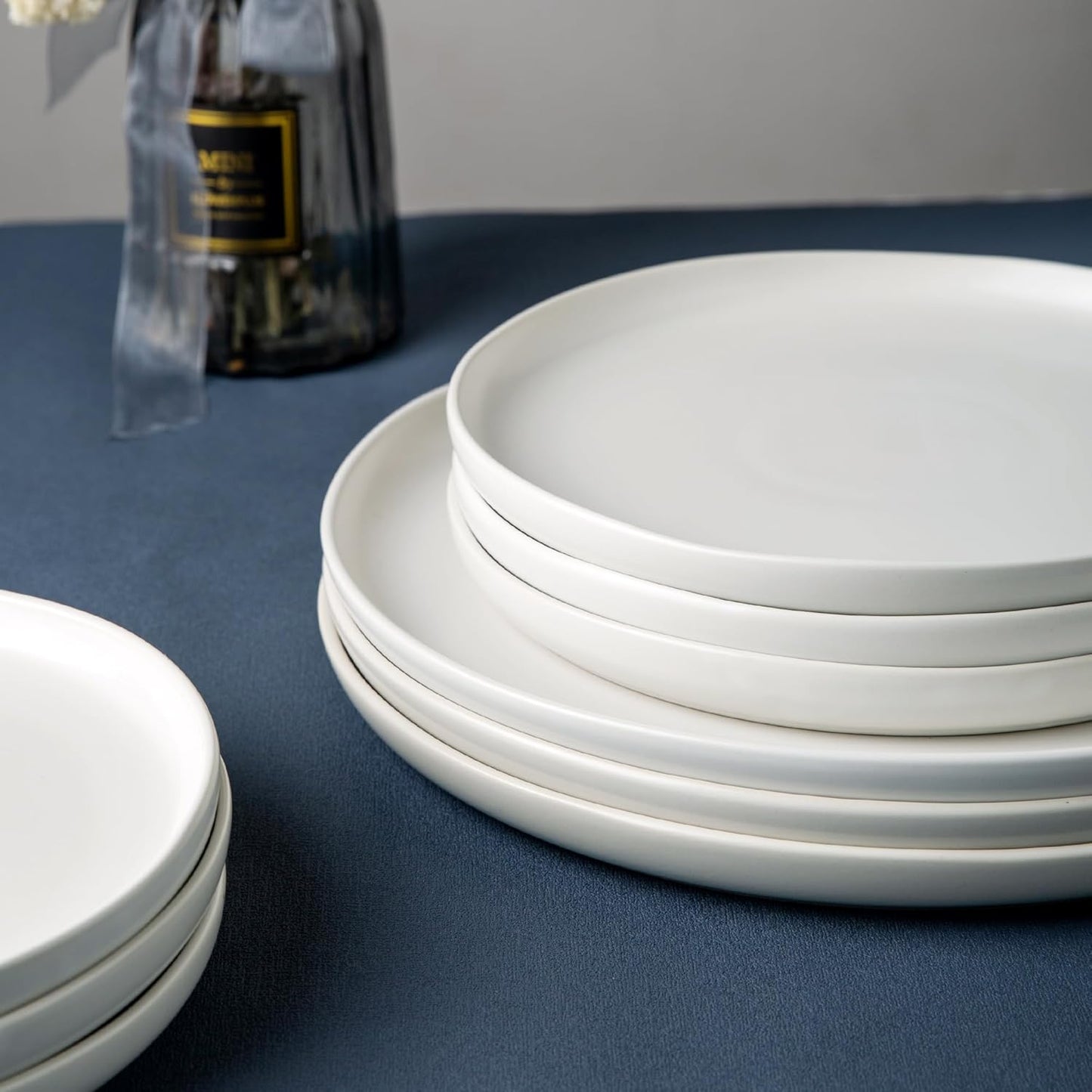 AmorArc Ceramic Dinnerware Sets, Wavy Rim Stoneware Plates and Bowls Sets, Highly Chip and Crack Resistant | Dishwasher & Microwave & Oven Safe Dishes set, Service for 6 (18pc)