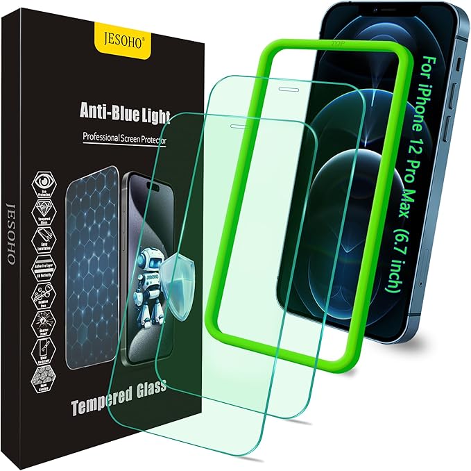 Blue Light Screen Protector for iPhone 12 Pro Max Eye Protection HD Clear Blue by JESOHO