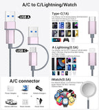 Temdan for Travel Vacation Essentials, 3 in 2 USB C Cable for Apple Watch - Image 2