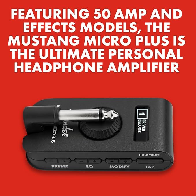 Fender Mustang Micro Plus Headphone Amplifier, Closed-Back Studio Recording - Image 7