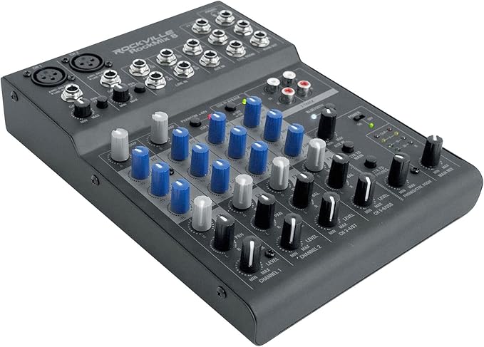 Rockville ROCKMIX 8 Channel Mixer, USB Recording Interface, Compressor - Image 3
