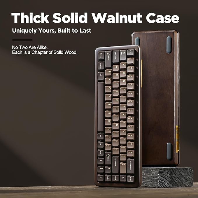 YUNZII WOOD68 Wireless Mechanical Keyboard, 65% Layout Wood Gaming Keyboard - Image 8