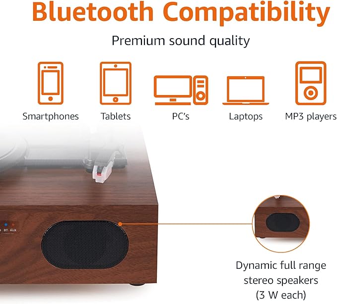Amazon Basics Desktop Turntable Vinyl Record Player - Image 4