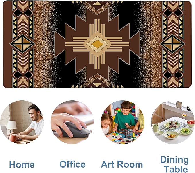 Large Mouse Pad Aztec Pattern Gaming Desk Pad Computer Keyboard Non-Slip - Image 5