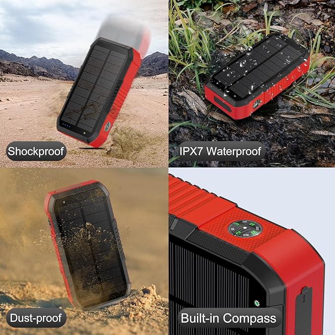 Solar Power Bank 66800mAh Built in Hand Crank and 4 Cables 22.5W Fast Charge - Image 5