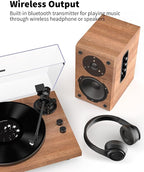 Turntable Vinyl Record Player Support Bluetooth Output Phono/Line Switch Pitch - Image 2