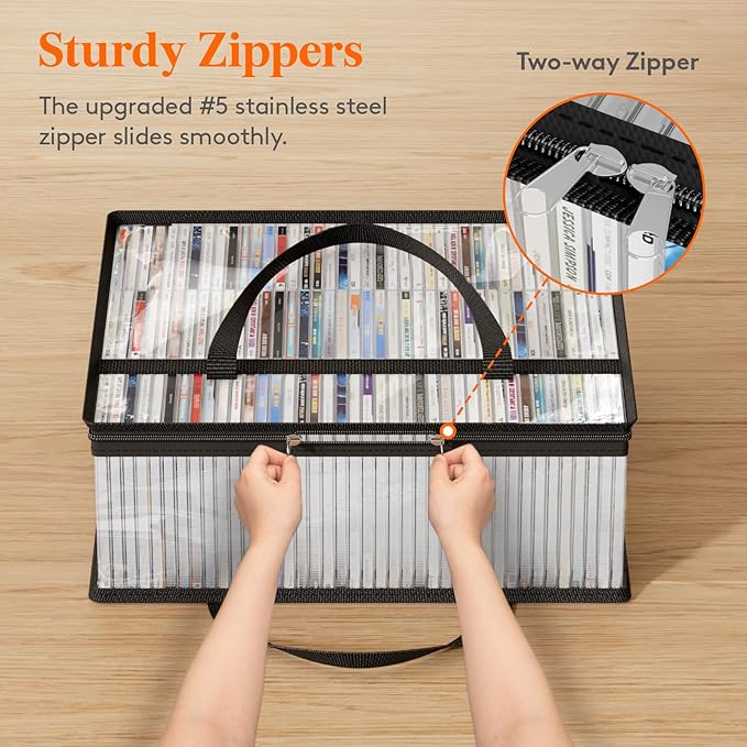 Lifewit CD Storage Bags 4 Pcs, Stackable Media Case Bins Portable - Image 6