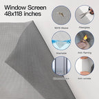 Window Screen Door Repair Kit Include Window Screens Mesh 48"x117" - Image 3