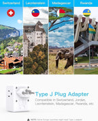 2 Pack Switzerland Travel Plug Adapter, Type J Power Adaptor - Image 2
