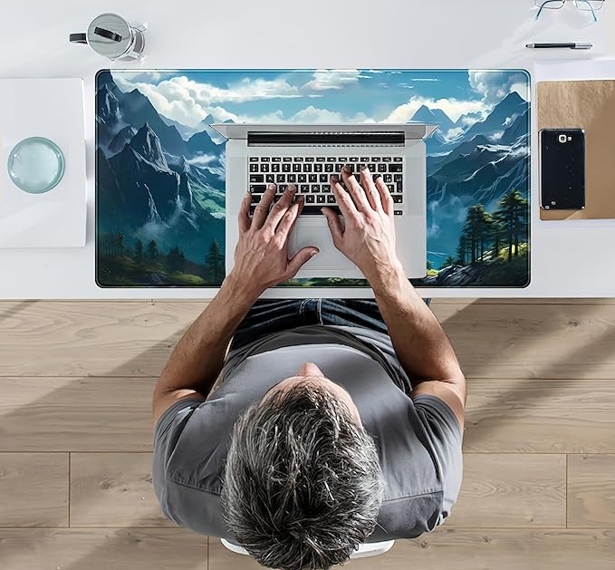 Aesthetic Mountain Vista Desk Mat, Computer Keyboard and Mouse Mat, Desk Pad - Image 5