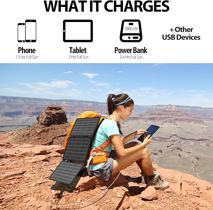20W Portable Foldable ETFE Solar Panel Charger 5V USB-A*2 Lightweight IP67 - Image 6