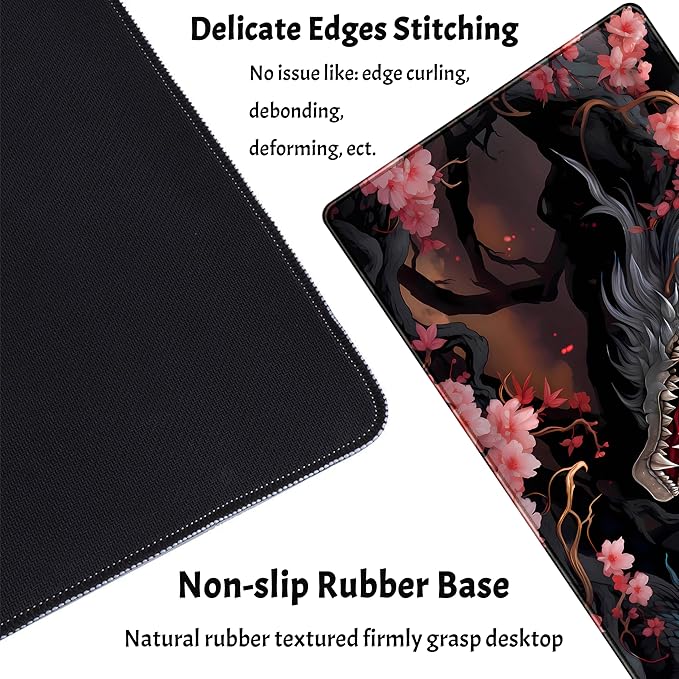 Cute Sakura Dragon Gaming Mouse Pad Kawaii XXL Large Extended Anime Desk Mat - Image 3