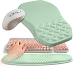 2-in-1 Ergonomic Set, Wave Keyboard Wrist Rest and Massage Slope Mouse Pad by Gleamtide