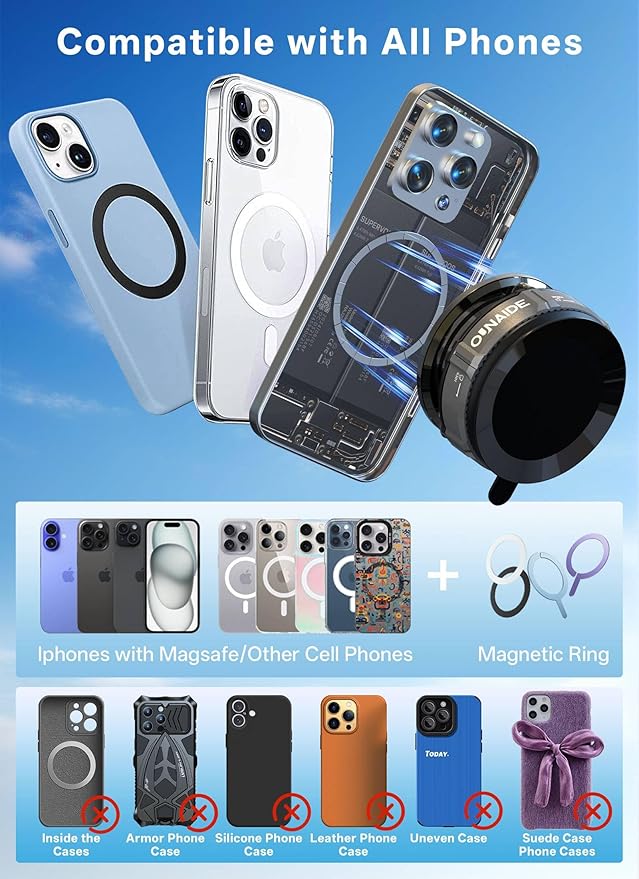 Magnetic Phone Holder For Car, 360°Vacuum Magnetic Car Phone Holder, Car Phone - Image 6