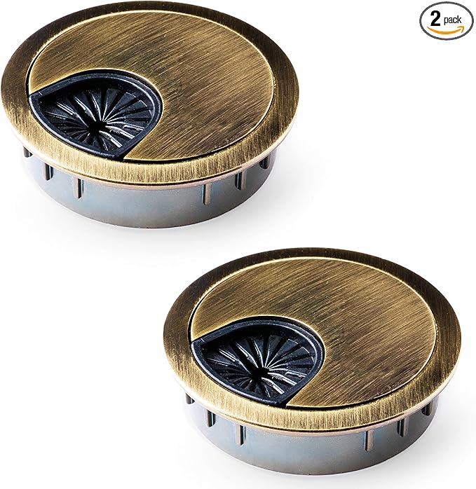 MAHDPRO Metal Desk Grommet 2 Inch Pack of 2-Bronze Zinc Alloy Metallic Desk by MAHDPRO